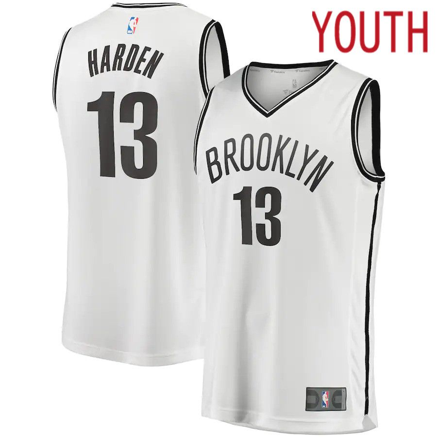 Youth Brooklyn Nets 13 James Harden Fanatics Branded White Fast Break Replica NBA Jersey